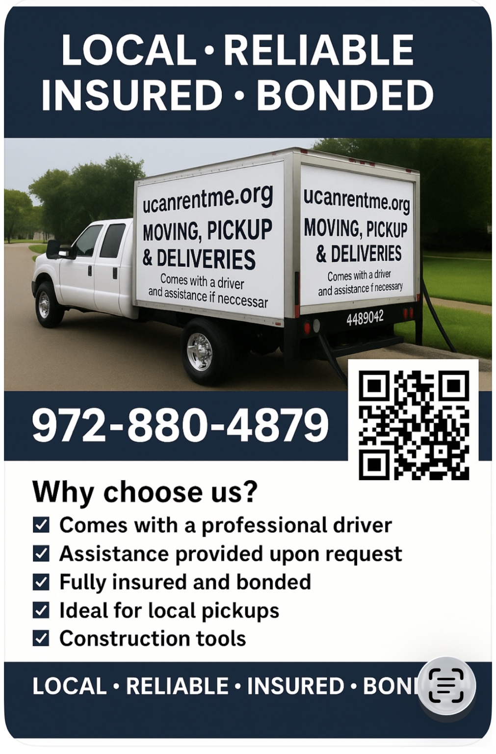 You Can Rent Me box truck and service flyer
